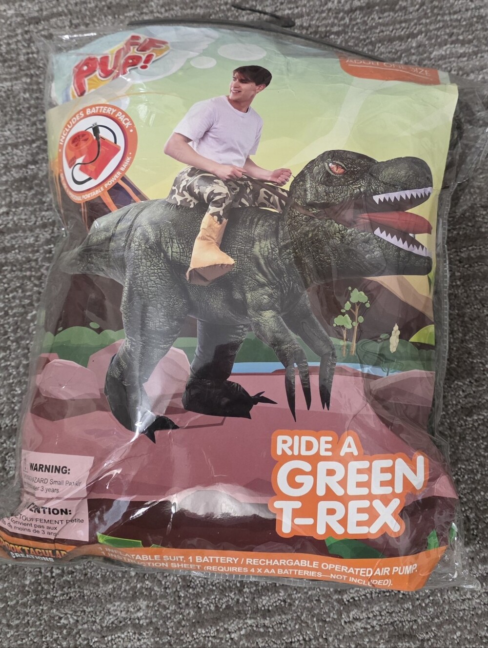 Adult Spooktacular Creations Puff Me Up Ride a T-Rex Inflatable Costume Party